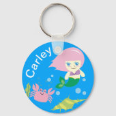 Cute Mermaid and Crab Personalised キーホルダー (正面)