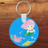 Cute Mermaid and Crab Personalised キーホルダー (裏面)