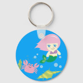 Cute Mermaid and Crab Personalised キーホルダー (裏面)