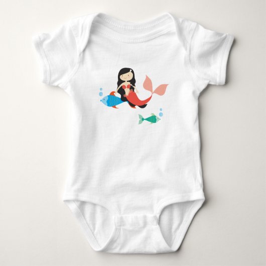 Cute Mermaid and Fish Baby Bodysuit Tutu ベビーボディスーツ (正面)