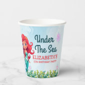 Cute Mermaid Birthday Girl 紙コップ (正面)