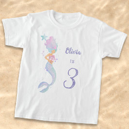 Cute Mermaid Birthday Girl Shirt Age 3 Tシャツ