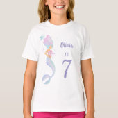Cute Mermaid Birthday Girl Shirt Age 7 Tシャツ (正面)