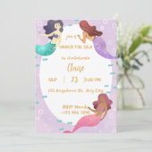 Cute Mermaid Birthday Invitation 招待状 (スタンド正面)