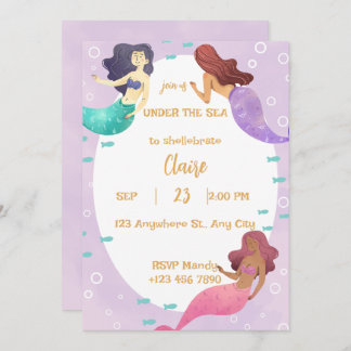 Cute Mermaid Birthday Invitation 招待状