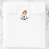 Cute Mermaid Birthday Sticker Ocean Party Labels  ラウンドシール (バッグ)
