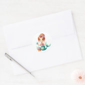 Cute Mermaid Birthday Sticker Ocean Party Labels  ラウンドシール (封筒)