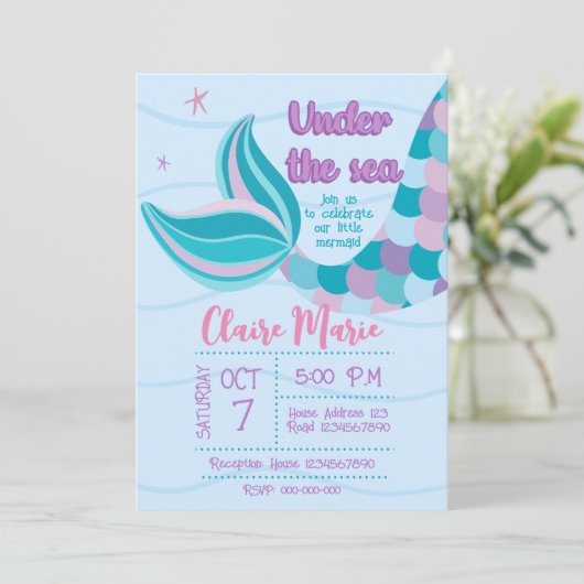Cute Mermaid Invitation 招待状 (スタンド正面)