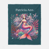 Cute mermaid lovers add name  フリースブランケット (正面)