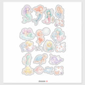 Cute Mermaid & Ocean Animals Sticker Set – Pastel シール (シート)