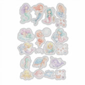 Cute Mermaid & Ocean Animals Sticker Set – Pastel シール (正面)