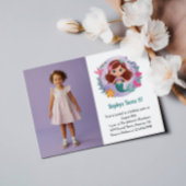 Cute Mermaid Photo Kids Birthday Party 招待状