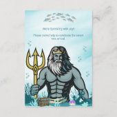 Cute Mermaid & Sea King Baby Sprinkle Invitation エンクロージャーカード (裏面)