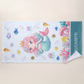 Cute Mermaid Under the Sea ビーチタオル (正面)