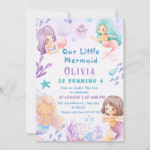 Cute Mermaid | Under the Sea Girls 4th Birthday 招待状 (正面)