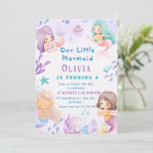 Cute Mermaid | Under the Sea Girls 4th Birthday 招待状 (スタンド正面)