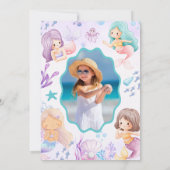 Cute Mermaid | Under the Sea Girls 4th Birthday 招待状 (裏面)