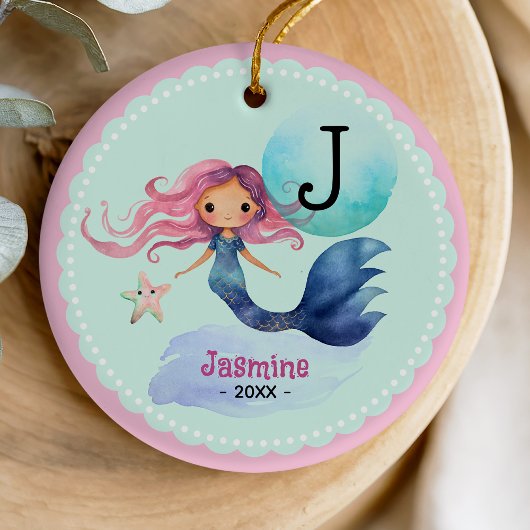 Cute mermaid whimsical christmas keepsake present  セラミックオーナメント