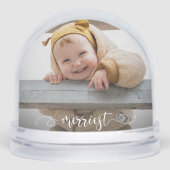 Cute Merriest Modern Calligraphy Photo Snow Globe (正面)