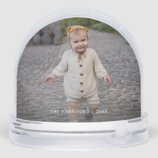 Cute Merriest Modern Calligraphy Photo Snow Globe (裏面)