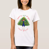 Cute Merry and Bright Christmas Tree Peacock Tシャツ (正面)