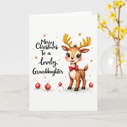 Cute Merry Christmas card for Granddaughter カード (黄色い花)