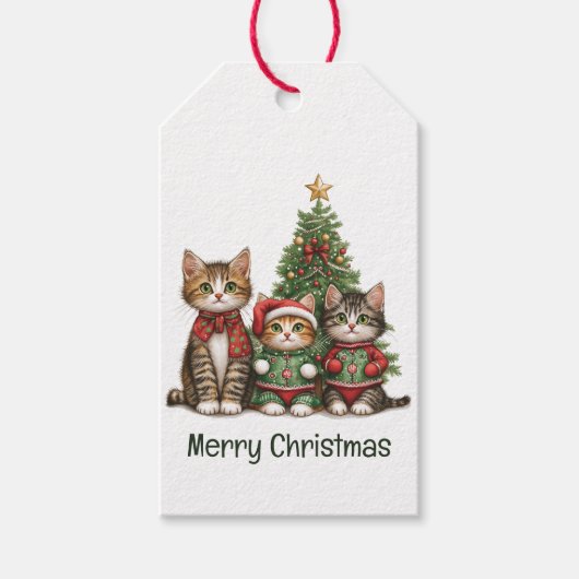 Cute Merry Christmas Cats ギフトタグ (正面)