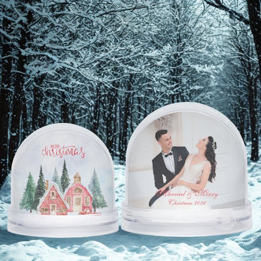 Cute Merry Christmas & Custom Wedding Couple Photo
