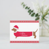 Cute Merry Christmas Dachshund Dog ポストカード (スタンド正面)