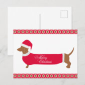 Cute Merry Christmas Dachshund Dog ポストカード (正面/裏面)