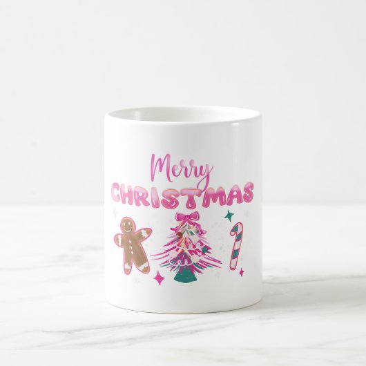 Cute Merry Christmas Gingerbread and Candy Design コーヒーマグカップ (中央)