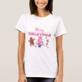 Cute Merry Christmas Gingerbread and Candy Design Tシャツ (正面)