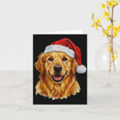 Cute Merry Christmas Golden Retriever Dog Christma カード (黄色い花)