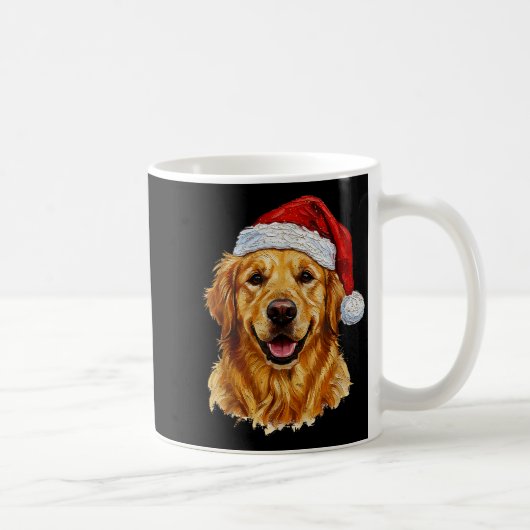 Cute Merry Christmas Golden Retriever Dog Christma コーヒーマグカップ (右)