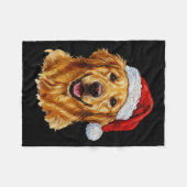Cute Merry Christmas Golden Retriever Dog Christma フリースブランケット (正面(横))