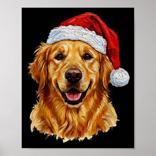 Cute Merry Christmas Golden Retriever Dog Christma ポスター (正面)