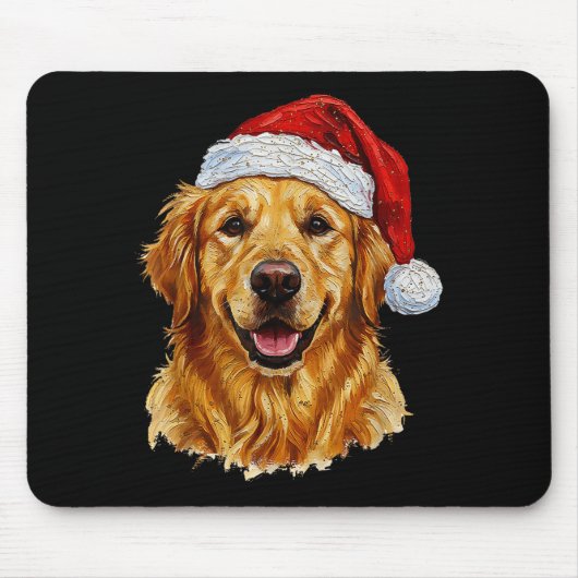 Cute Merry Christmas Golden Retriever Dog Christma マウスパッド (正面)