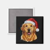 Cute Merry Christmas Golden Retriever Dog Christma マグネット (正面/裏面)