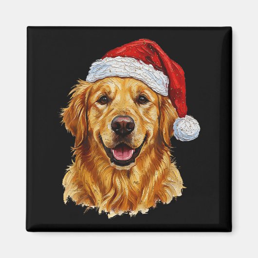 Cute Merry Christmas Golden Retriever Dog Christma マグネット (正面)