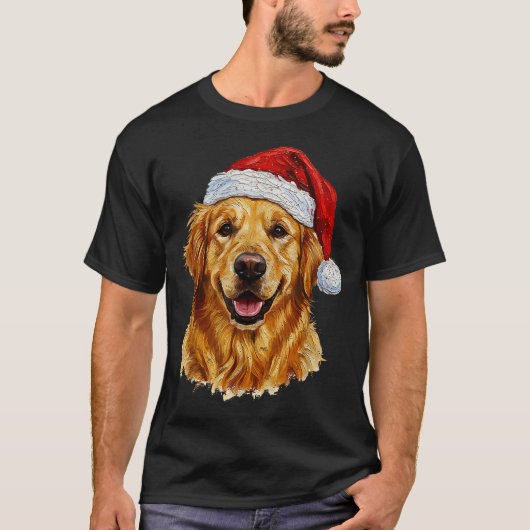 Cute Merry Christmas Golden Retriever Dog Christma Tシャツ (正面)