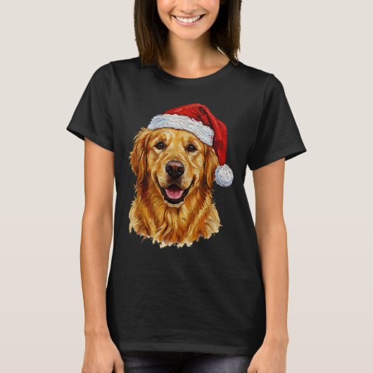 Cute Merry Christmas Golden Retriever Dog Christma Tシャツ (正面)