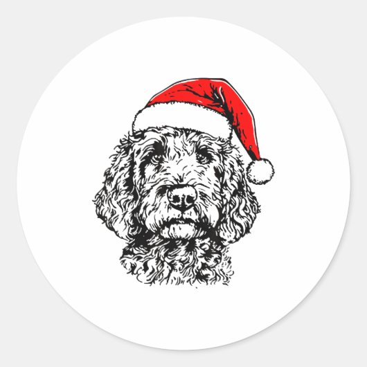 Cute Merry Christmas Goldendoodle Santa Christmas  ラウンドシール (正面)