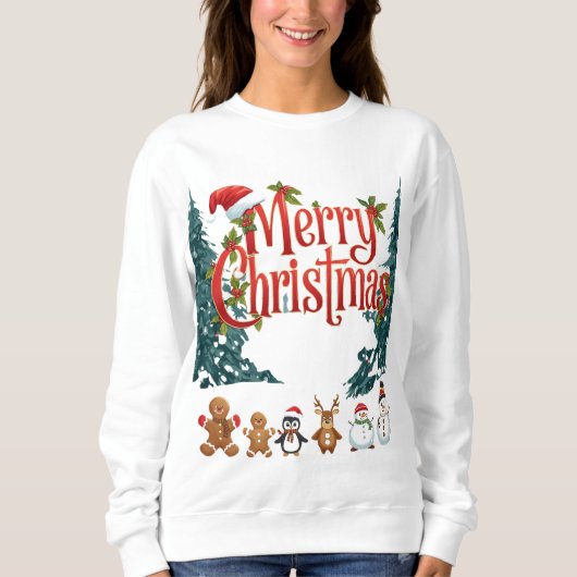 Cute Merry Christmas Holiday Sweater Design スウェットシャツ (正面)
