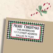 Cute Merry Christmas Houndstooth Address Label ラベル