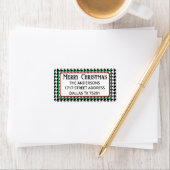 Cute Merry Christmas Houndstooth Address Label ラベル (インサイチュ)