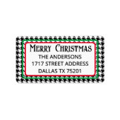 Cute Merry Christmas Houndstooth Address Label ラベル (正面)
