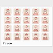 Cute Merry Christmas Santa Face Sticker スクエアシール (シート)