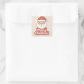 Cute Merry Christmas Santa Face Sticker スクエアシール (バッグ)