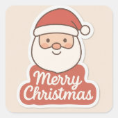 Cute Merry Christmas Santa Face Sticker スクエアシール (正面)