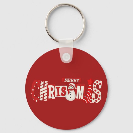 Cute Merry Christmas Snowman  キーホルダー (正面)